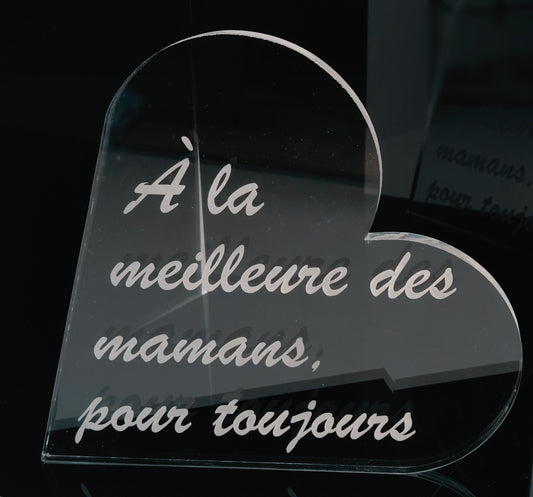 Spécial Fête des Mères - Cœur en plexiglas gravé